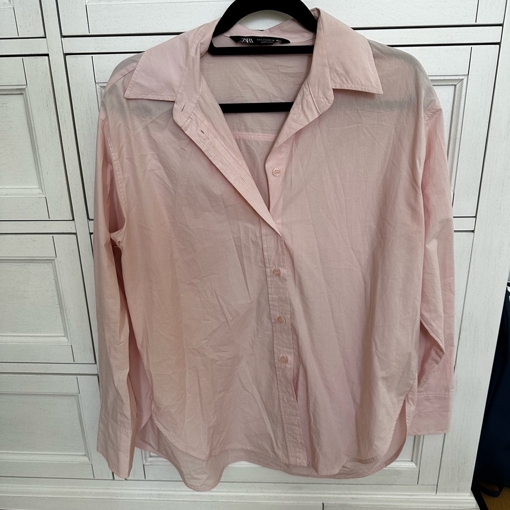 Zara pink button down shirt